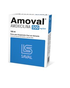 Amoval - 500mg/5ml Amoxicilina - 100ml Polvo para Suspensión Oral
