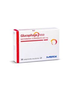 Glucophage 850 - 850mg Metformina Clorhidrato - 30 Comprimidos Recubiertos