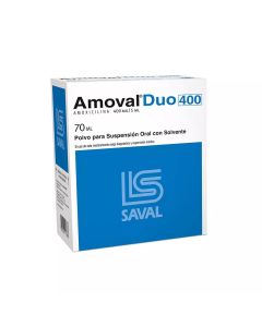 Amoval Duo 400 - 400mg/5ml Amoxicilina - 70ml Polvo para Suspensión Oral