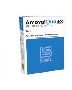 Amoval Duo 800 - 800mg/5ml Amoxicilina - 70ml Polvo para Suspensión Oral