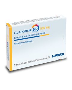 Glafornil XR - 500mg Metformina Clorhidrato - 30 Comprimidos de Liberación Prolongada
