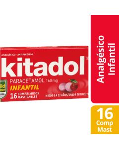 Kitadol Infantil - 160mg Paracetamol - 16 Comprimidos Masticables