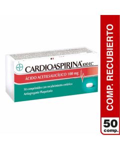 Cardioaspirina 100 EC - 100mg Ácido Acetilsalicílico - 50 Comprimidos con Recubrimiento Entérico