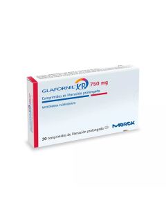 Glafornil XR - 750mg Metformina Clorhidrato - 30 Comprimidos de Liberación Prolongada