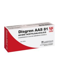 Disgren AAS 81 - 81mg Ácido Acetilsalicílico - 30 Comprimidos con Recubrimiento Entérico