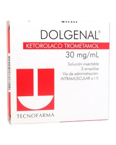 Dolgenal - 30mg/ml Ketorolaco - 3 Ampollas de 1ml Solución Inyectable