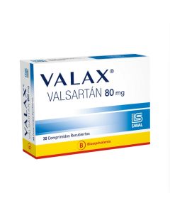 Valax - 80mg Valsartán - 30 Comprimidos Recubiertos