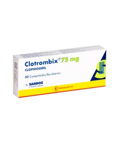 Clotrombix - 75mg Clopidogrel - 30 Comprimidos Recubiertos