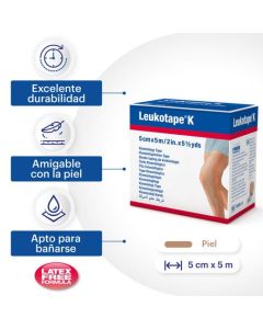 Leukotape K - 1 Cinta de 5cm x 5mts Cinta Kinesiológica color Piel