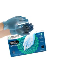 Tresor - Caja con 100 Guantes de Vinilo Azul talla L