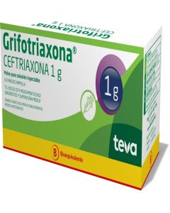Grifotriaxona - 1gr Ceftriaxona - 10 Frascos Ampolla Polvo para Solución Inyectable