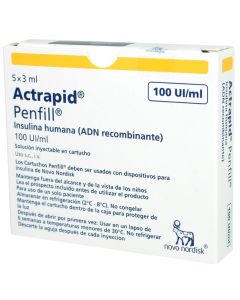 Actrapid Penfill - 100UI/ml Insulina Humana - 5 Cartuchos de 3ml Solución Inyectable