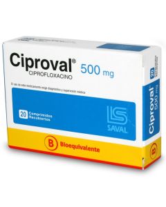 Ciproval - 500mg Ciprofloxacino - 20 Comprimidos Recubiertos