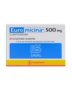 Euromicina - 500mg Claritromicina - 20 Comprimidos Recubiertos