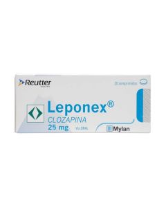 Leponex - 25mg Clozapina - 20 Comprimidos