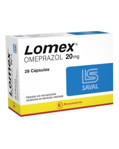 Lomex - 20mg Omeprazol - 28 Cápsulas con Microgránulos Recubiertos de Liberación Retardada