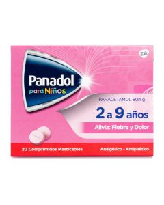 Panadol Infantil - 80mg Paracetamol - 20 Comprimidos Masticables