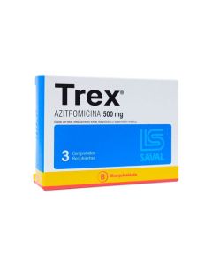 Trex - 500mg Azitromicina - 3 Comprimidos Recubiertos