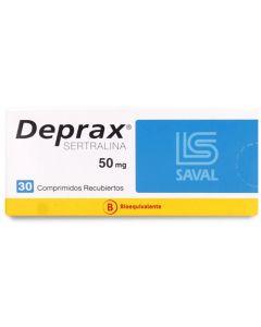 Deprax - 50mg Sertralina - 30 Comprimidos Recubiertos