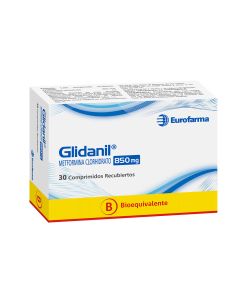 Glidanil - 850mg Metformina - 30 Comprimidos Recubiertos