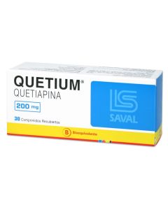 Quetium - 200mg Quetiapina - 30 Comprimidos Recubiertos