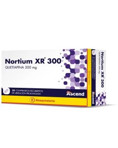 Nortium XR 300 - 300mg Quetiapina - 30 Comprimidos Recubiertos de Liberación Prolongada