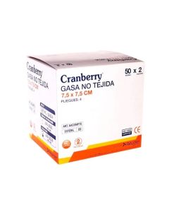 Cranberry - Caja 50 Sobres con 2 Gasas no Tejida Estéril de 7,5cm x 7,5cm