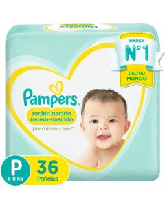 Pampers Premium Care - 36 Pañales talla P 5 a 8kg