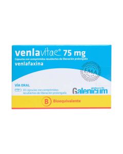 Venlavitae - 75mg Venlafaxina - 30 Cápsulas con Comprimidos Recubiertos de Liberación Prolongada