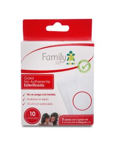 Family Set Gasa No Adherente Esterilizada - 5 Sobres con 2 Gasas de 5cm x 5cm