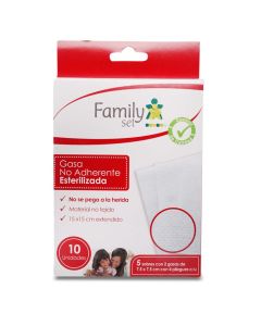 Family Set Gasa No Adherente Esterilizada - 5 Sobres con 2 Gasas de 7,5cm x 7,5cm