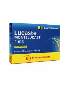 Lucaste - 4mg Montelukast - 30 Sobres con 500mg Granulado Oral