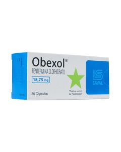 Obexol - 18,75mg Fentermina Clorhidrato - 30 Cápsulas